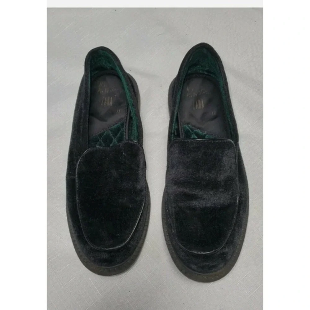 Zara Boys Velvet‎ 31 13 Black Dress Shoes Slip On